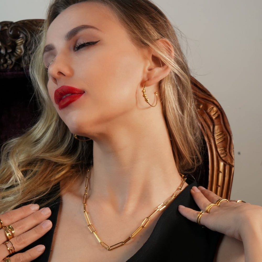 CIRCE : Collier contemporain combiné long et court en trombones