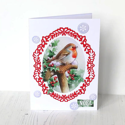 Découpage prédécoupé – Rouge-gorge sur bêche (lot de 3)