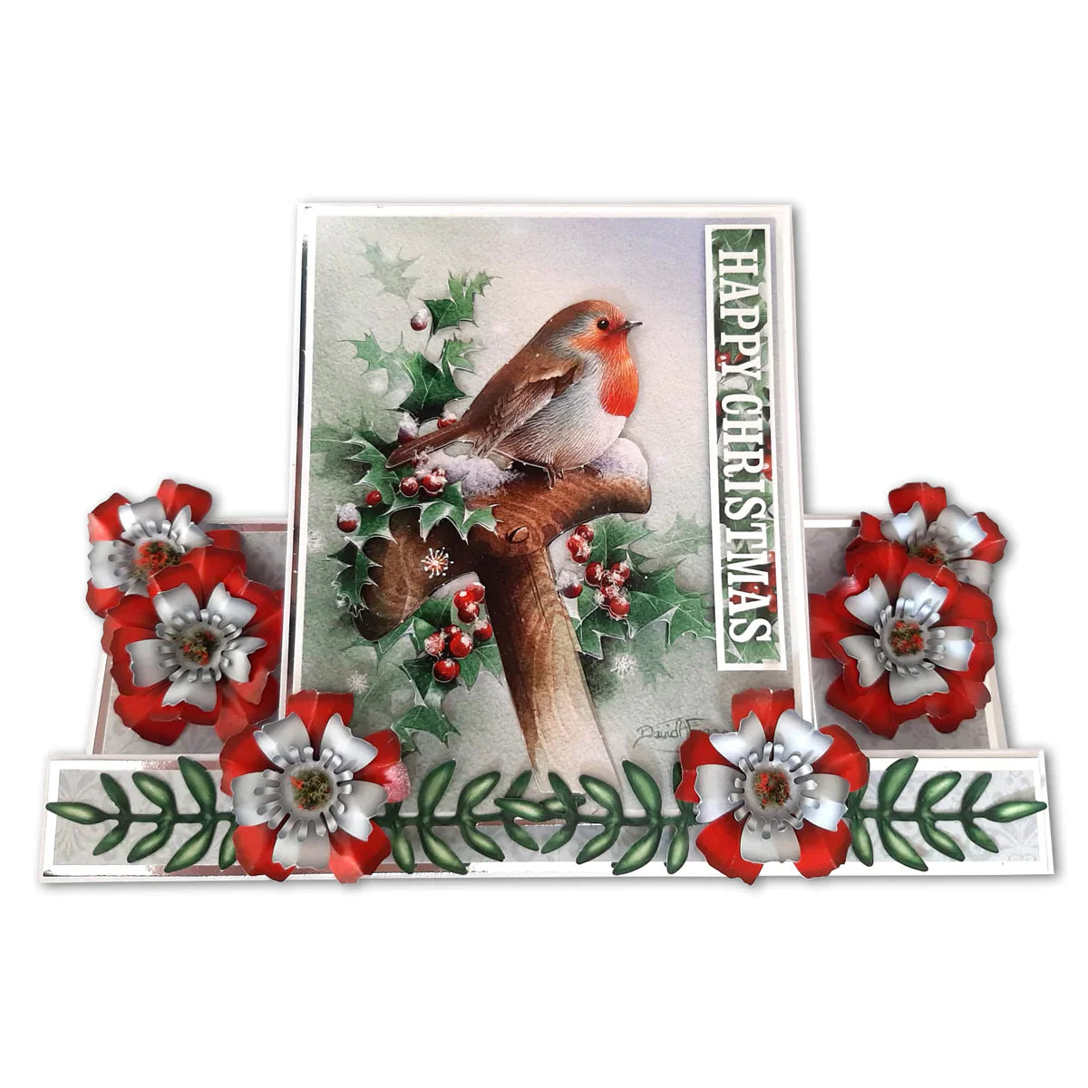 Découpage prédécoupé – Rouge-gorge sur bêche (lot de 3)