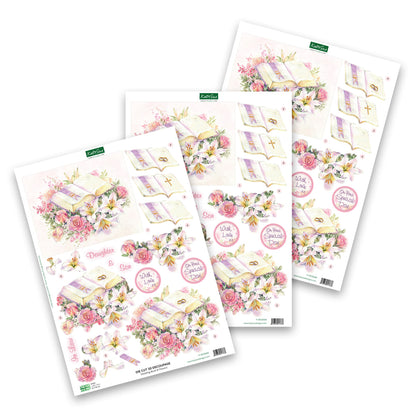 Décopatch Découpé à l'Emporte-Pièce – Livre de Mariage et Fleurs (Lot de 3)