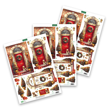 Die Cut Decoupage – Christmas Morning Door Scene (pack of 3)