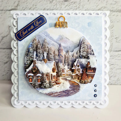 Découpage découpé à la matrice – Boule de Noël Village (paquet de 3)