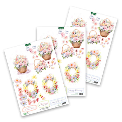 Découpage découpé à la presse - Animaux de Pâques et fleurs printanières (lot de 12)