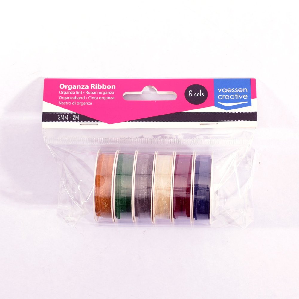 Ruban Organza Vaessen Creative 6 Couleurs 3mmx2m Noël