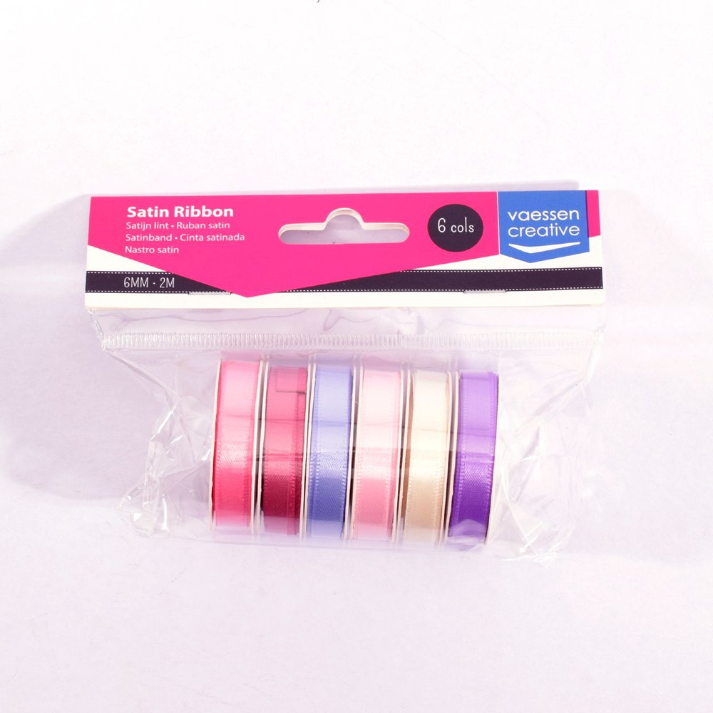 Vaessen Creative Ruban Satin 6 Couleurs 6mmx2m Rose Bébé