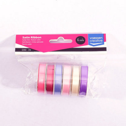 Vaessen Creative Ruban Satin 6 Couleurs 6mmx2m Rose Bébé