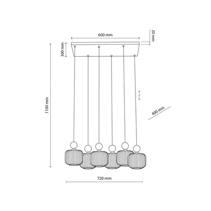 Ballo 6-Light Scandinavian Pendant Light for Dining Table & Kitchen Island