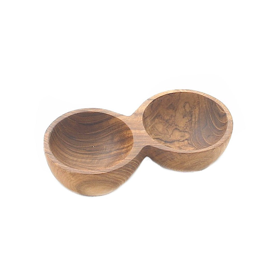 Double Wooden Spice Bowl