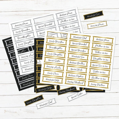 Foiled Relatives Banners Selection, 96 Sentiments