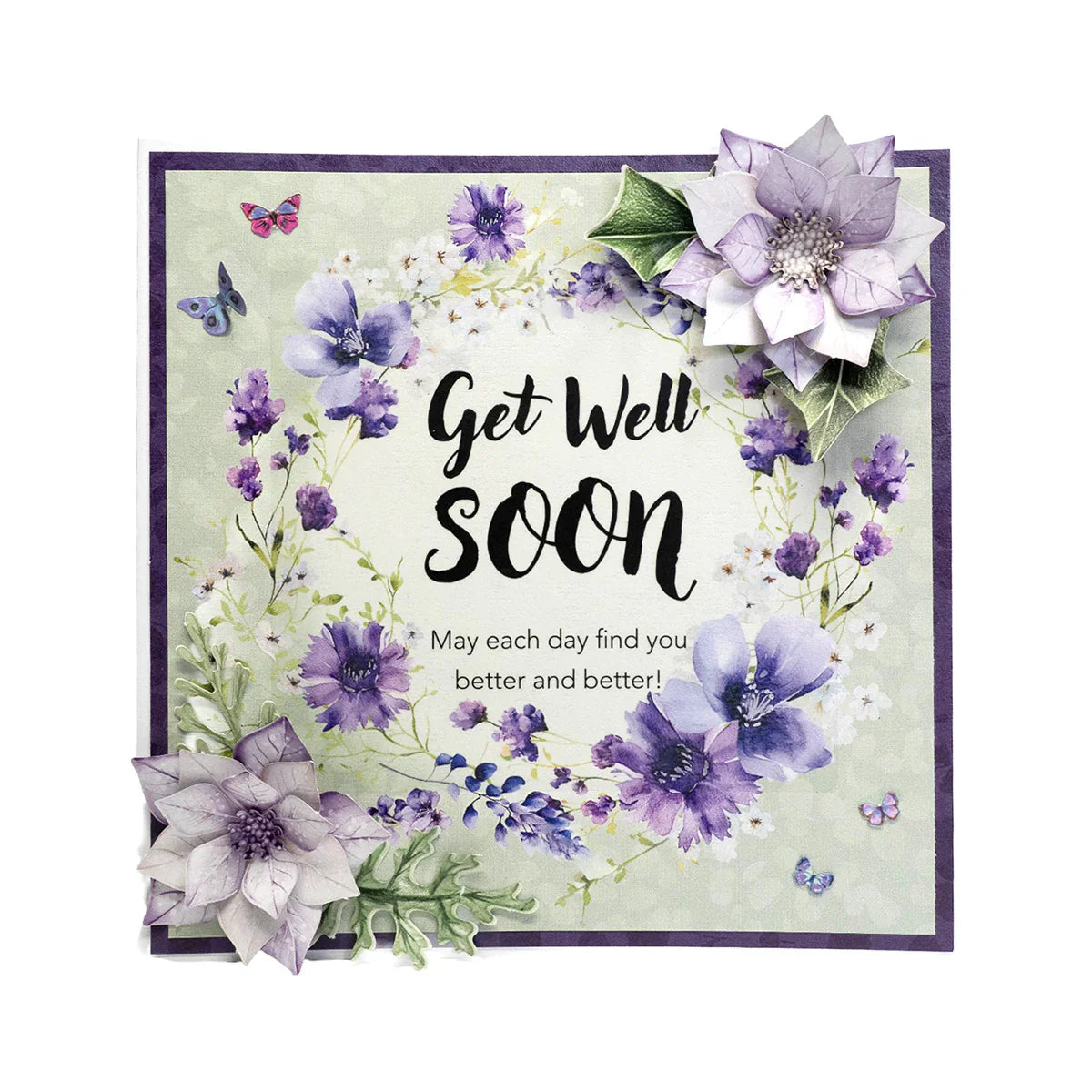 Dusky Violet Blooms, Die Cut Flowers & Leaves, 12 sheets