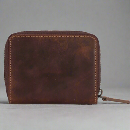 Portefeuille zippé en cuir Hunter MET