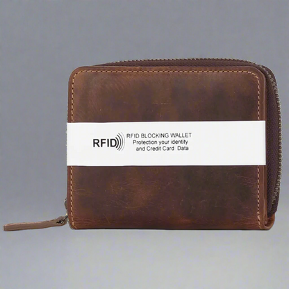 Portefeuille zippé en cuir Hunter MET