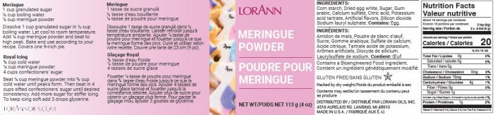 Meringue Powder - LorAnn - 4 oz - Canadian Distribution - Ships Free Within Canada on Orders Above CAD $199