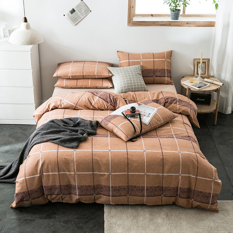 100% Cotton Geometric Bedding Set – Quilted Reactive Print Sheet & Duvet Cover Set