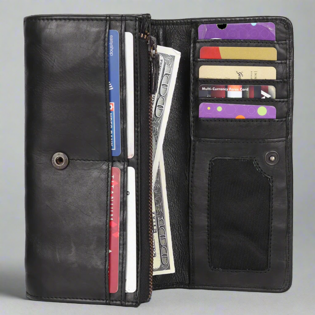 Portefeuille pochette en cuir pour femme MET