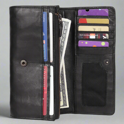 Portefeuille pochette en cuir pour femme MET