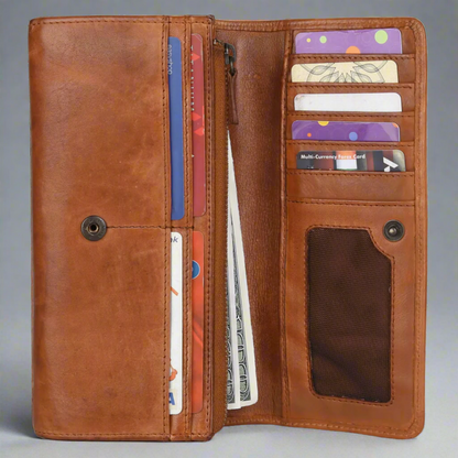 Portefeuille pochette en cuir pour femme MET