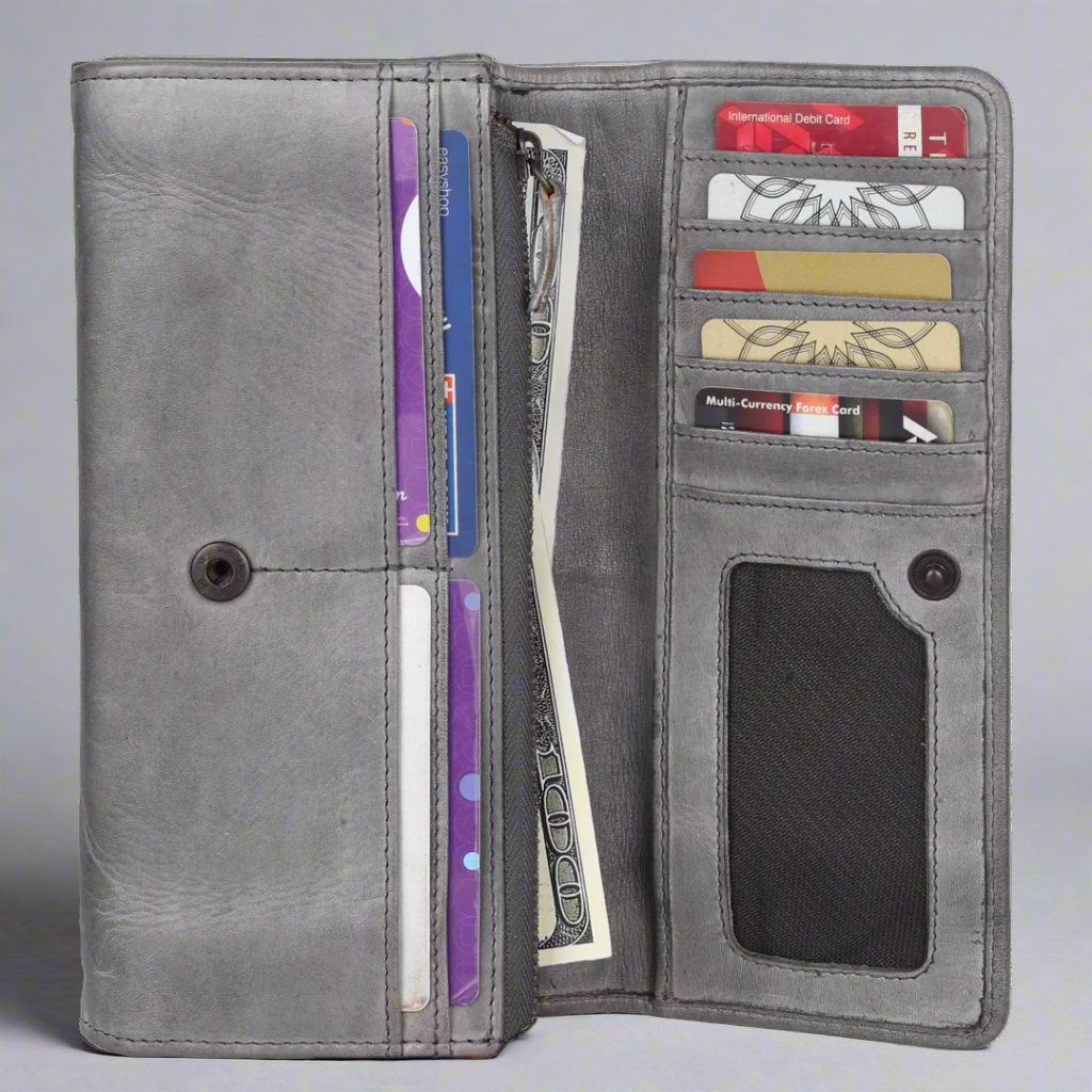 Portefeuille pochette en cuir pour femme MET