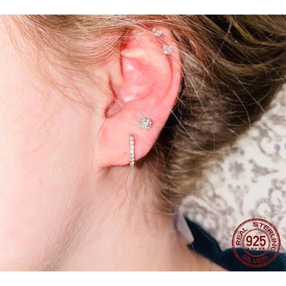 14K Gold Plated 925 Sterling Silver Cubic Zirconia Cuff Earrings - Trendy and Chic