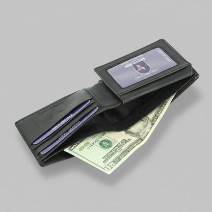Portefeuille bifold homme RFID avec volet pour carte d'identité à gauche