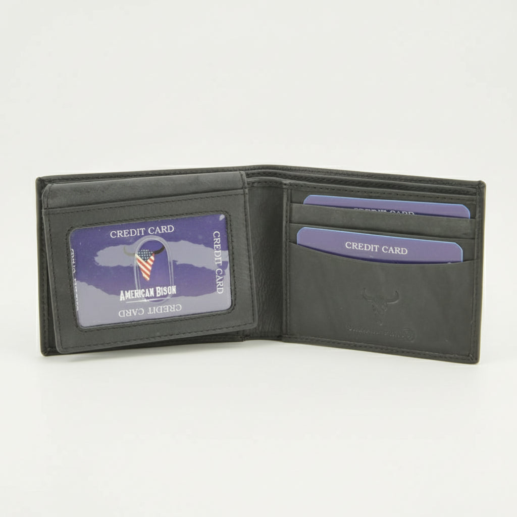 Portefeuille pour homme avec volet latéral gauche et protection RFID