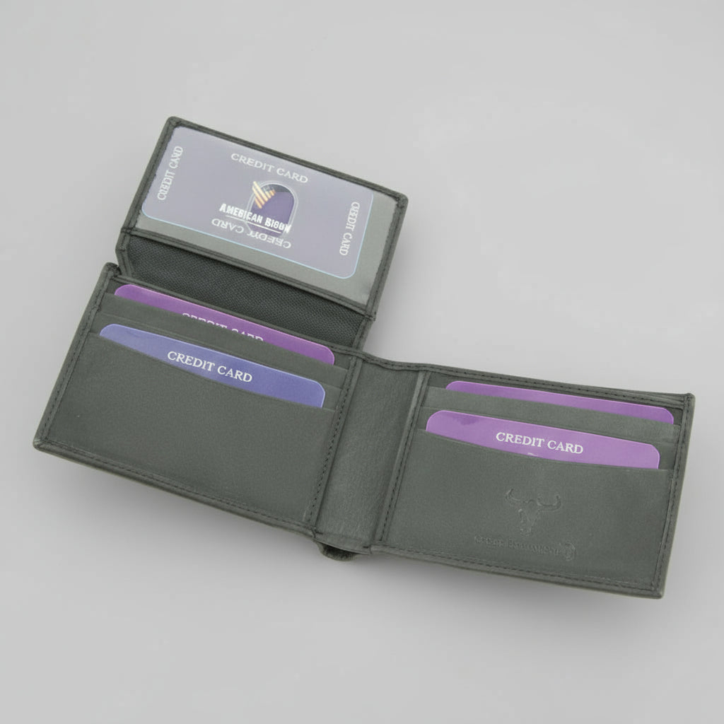 Portefeuille pour homme avec volet latéral gauche et protection RFID