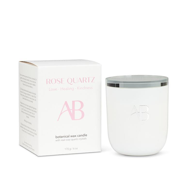 Petite bougie en quartz rose Senteur Santal et Compassion envers soi-même par Aromabotanical