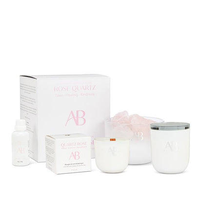 Petite bougie en quartz rose Senteur Santal et Compassion envers soi-même par Aromabotanical