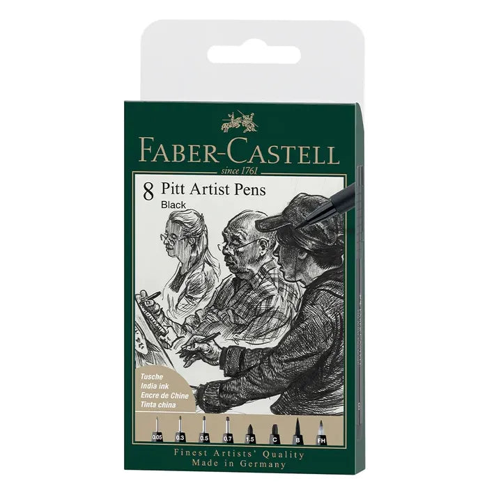Faber-Castell - Stylo PITT Artist Pen - Étui de 8 noirs