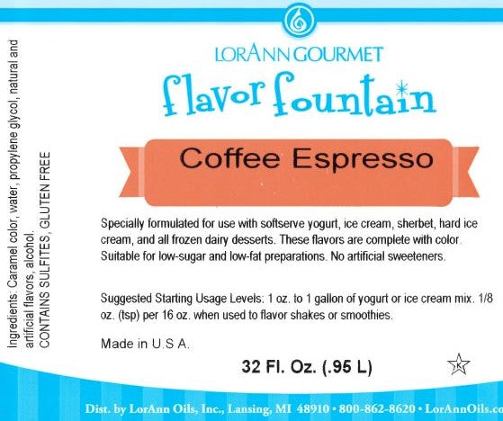 Saveur Espresso Café - 4 oz. - 32 oz. - Saveurs Crème Glacée et Boissons - LorAnn Oils - Distribution Canadienne - Livraison Gratuite au Canada pour les Commandes de Plus de 199 CAD