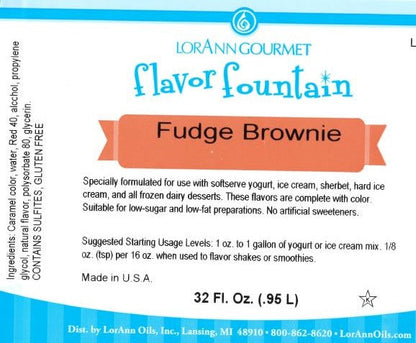 Fontaine de saveur chocolat Fudge Brownie - 4 oz. - 32 oz. - Saveurs pour crème glacée et boissons - LorAnn Oils - Distribution canadienne - Livraison gratuite au Canada pour les commandes de plus de 199 CAD