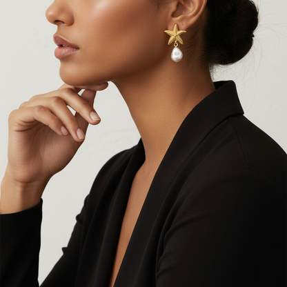 Boucles d'oreilles vintage perle de mer