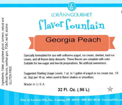 Georgia Peach Flavor Fountain - 4 oz. - 32 oz. - Ice Cream and Beverage Flavors - LorAnn Oils - Canadian Distribution - Ships Free Within Canada on Orders Above CAD $199