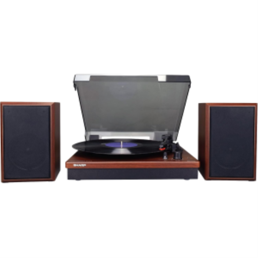 SHARP RP-TT70 All-In-One Turntable with Stereo Bookshelf Speakers & Bluetooth – 3-Speed Playback