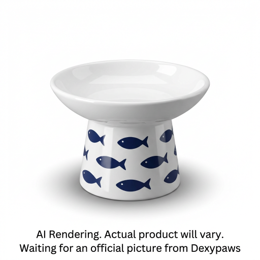 Bol en céramique plat blanc avec motif poisson pour chats