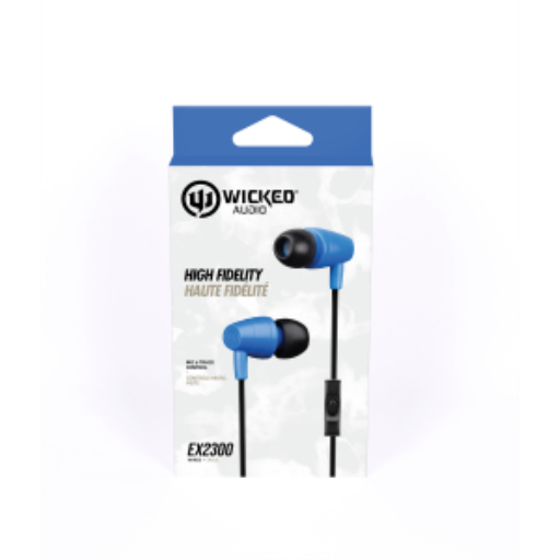 Wicked Audio EX2300 Wired Earbuds with Microphone – Blue