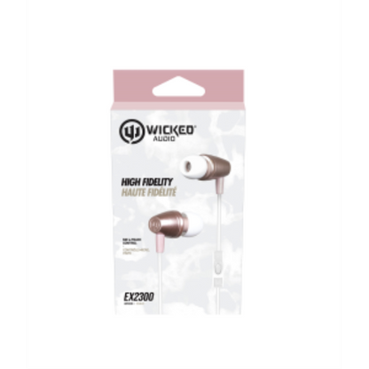 Écouteur filaire avec micro, or rose, ligne EX2300