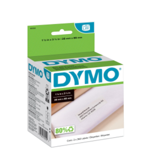 DYMO Authentic LW White Mailing Address Labels, DYMO Labels for LabelWriter Label Printers, 1-1/8" x 3-1/2", 2 Rolls of 350 (700 Total)