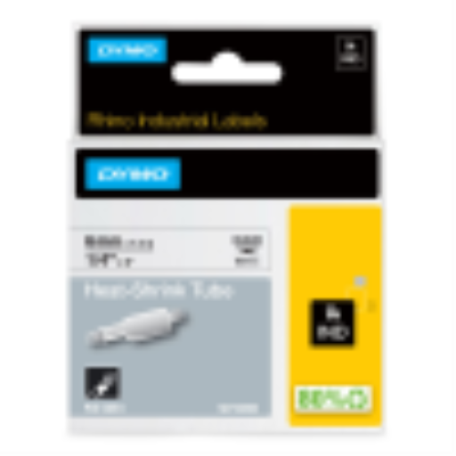 Étiquettes thermorétractables industrielles DYMO Rhino, étiquettes authentiques DYMO, pour tubes ou câbles (tube de 6 mm, noir sur blanc)
