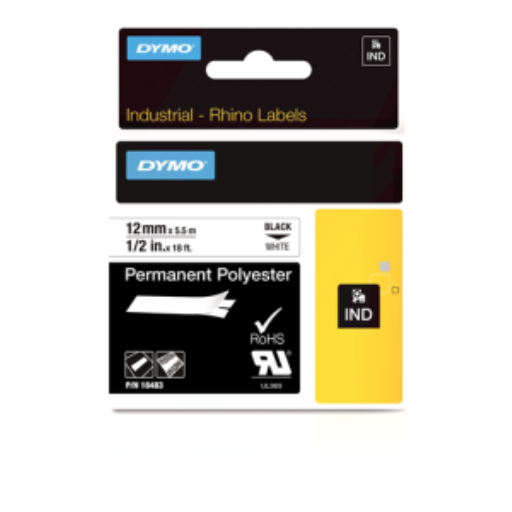 Étiquette Perm Poly Blanche 12 mm pour Rhino 1/2"