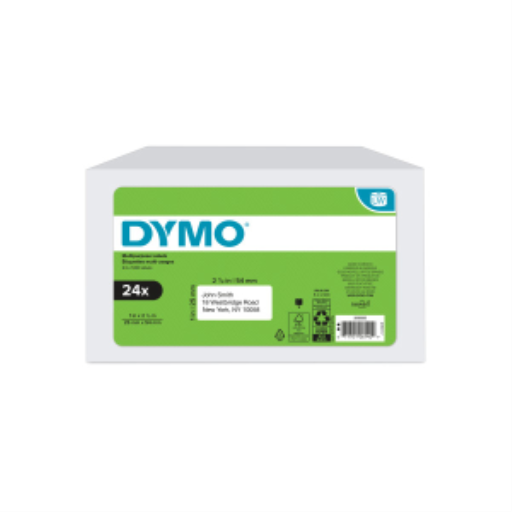 Étiquettes multi-usages authentiques DYMO LW pour imprimantes d'étiquettes LabelWriter, blanches, 25 mm x 54 mm, 24 rouleaux de 500 (12000 au total)