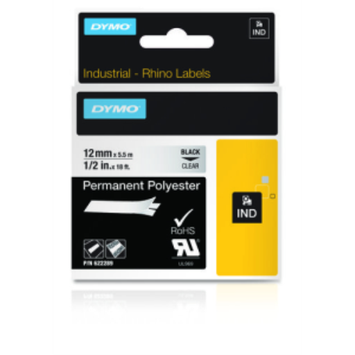 Rhino 1/2" Clear Perm Poly Label-12Mm