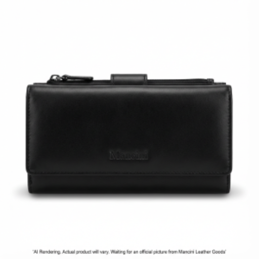 Mancini Equestrian-2 RFID Secure Ladies' Trifold Leather Wallet - Black