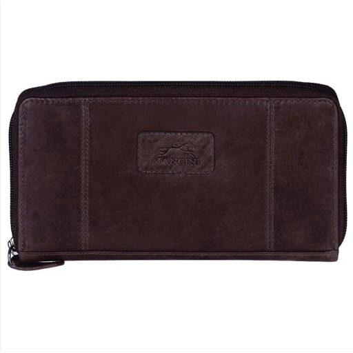 Portefeuille pochette RFID marron pour femmes