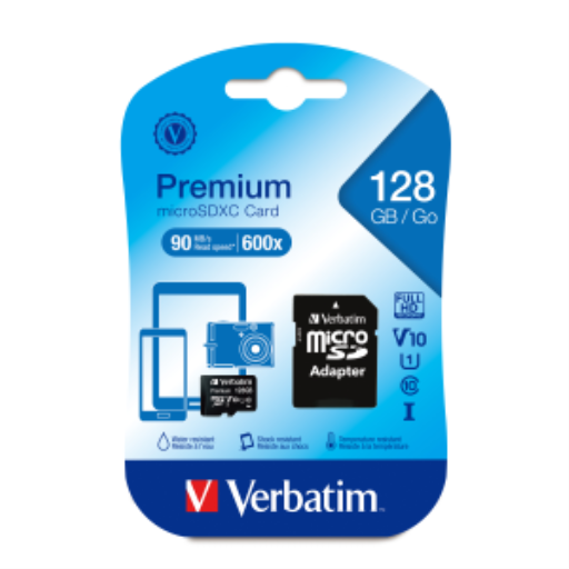 Verbatim 128Gb Prem microSDXC UHS-I V10Cls10 adap