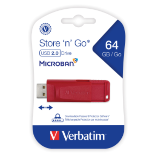 Verbatim 64GB SnG USB Drive Red Retract