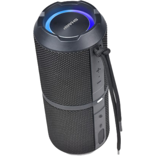 Sharp GX-BT290-BK Crystal Clear Series Portable Bluetooth Speaker - 32W, IP67 Waterproof with RGB Lights, Black