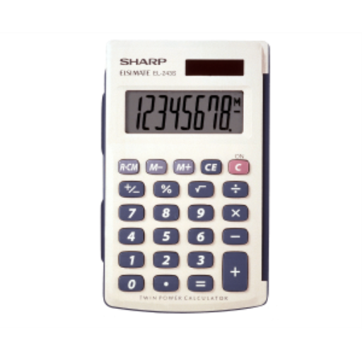 Sharp EL243S 8-Digit Hand-held Calculator – Twin Power Solar & Battery with Protective Cover