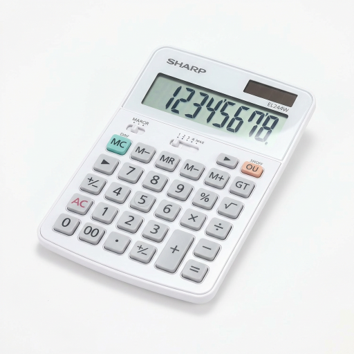 Sharp EL244W 8-Digit Handheld Pocket Calculator – Twin Power Solar & Battery Backup