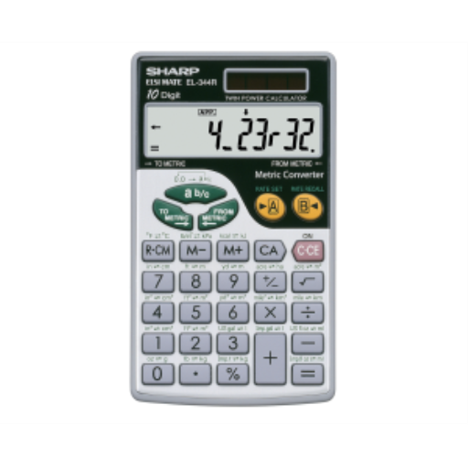 Sharp EL344R Dual-Power Handheld Calculator – 44 Metric Conversion Functions